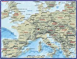 Overview of Europe (Map content (c) 2007 by MapQuest, Inc and NavTeq. Used with permission)