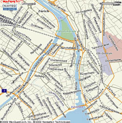 City        map of        Zurich 2002 (Map content (c) 2007 by MapQuest, Inc and NavTeq. Used with permission)
