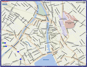 City map        of Zurich 2007 (Map content (c) 2007 by MapQuest, Inc and NavTeq. Used with permission)
