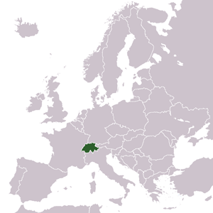 Location of Switzerland         within Europe