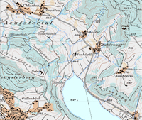 Example of a      topographic map (© swisstopo)