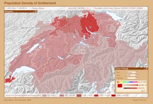 Population Density of Switzerland in a SVG map