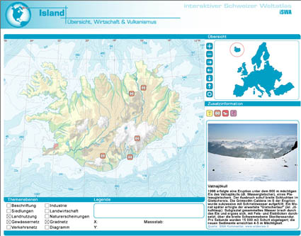 Application of Swiss World      Atlas. Student work at IKA ETH