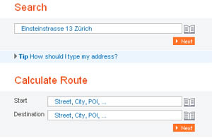 Type in your address or route destinations